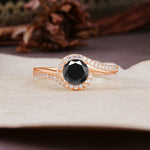 Luxurious Unique Wrapped 4 Prong Round Cut Black Onyx Engagement Ring - Additional view
