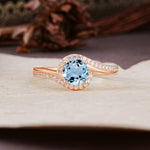 Luxurious Unique Wrapped 4 Prong Round Cut Aquamarine Engagement Ring - Additional view