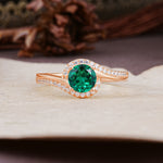 Luxurious Unique Wrapped 4 Prong Round Cut Emerald Engagement Ring - Additional view