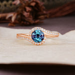 Luxurious Unique Wrapped 4 Prong Round Cut Alexandrite Engagement Ring - Additional view