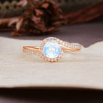 Luxurious Unique Wrapped 4 Prong Round Cut Moonstone Engagement Ring - Additional view