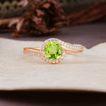 Luxurious Unique Wrapped 4 Prong Round Cut Peridot Engagement Ring - Additional view