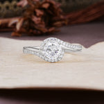 Luxurious Unique Wrapped 4 Prong Round Cut Moissanite Engagement Ring - Additional view