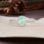 Luxurious Unique Wrapped 4 Prong Round Cut Fire Opal Engagement Ring - Additional view