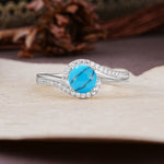Luxurious Unique Wrapped 4 Prong Round Cut Turquoise Engagement Ring - Additional view
