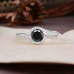 Luxurious Unique Wrapped 4 Prong Round Cut Black Onyx Engagement Ring - Additional view