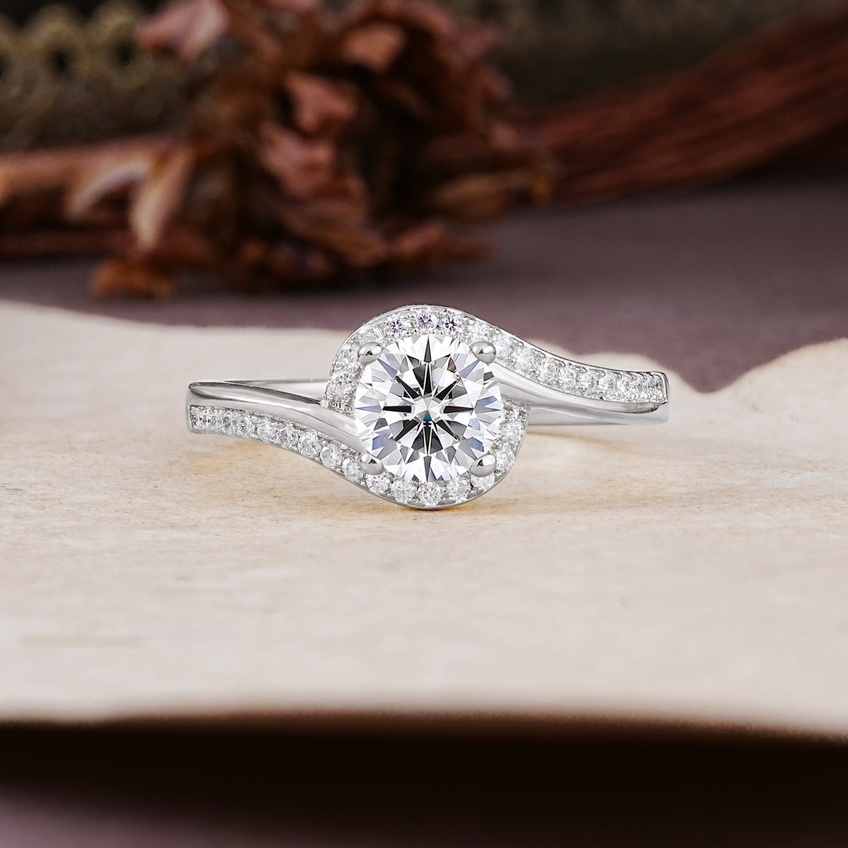 Luxurious Unique Wrapped 4 Prong Round Cut Lab Diamond Engagement Ring - Additional view
