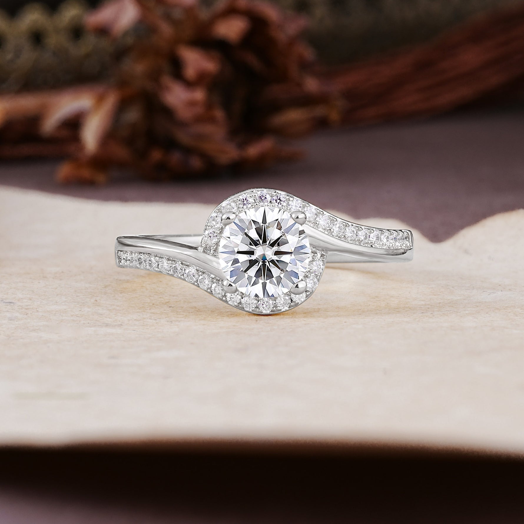 Luxurious Unique Wrapped 4 Prong Round Cut Lab Diamond Engagement Ring - Additional view