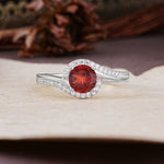 Luxurious Unique Wrapped 4 Prong Round Cut Garnet Engagement Ring - Additional view