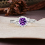 Luxurious Unique Wrapped 4 Prong Round Cut Amethyst Engagement Ring - Additional view