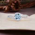 Luxurious Unique Wrapped 4 Prong Round Cut Aquamarine Engagement Ring - Additional view