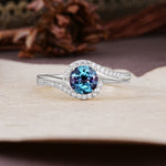 Luxurious Unique Wrapped 4 Prong Round Cut Alexandrite Engagement Ring - Additional view