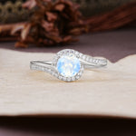 Luxurious Unique Wrapped 4 Prong Round Cut Moonstone Engagement Ring - Additional view