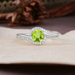 Luxurious Unique Wrapped 4 Prong Round Cut Peridot Engagement Ring - Additional view