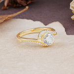 Luxurious Unique Wrapped 4 Prong Round Cut Moissanite Engagement Ring - Additional view