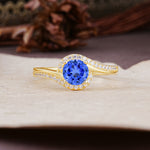 Luxurious Unique Wrapped 4 Prong Round Cut Sapphire Engagement Ring - Additional view