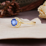 Luxurious Unique Wrapped 4 Prong Round Cut Sapphire Engagement Ring - Additional view