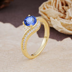 Luxurious Unique Wrapped 4 Prong Round Cut Sapphire Engagement Ring - Additional view