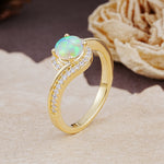 Luxurious Unique Wrapped 4 Prong Round Cut Fire Opal Engagement Ring - Additional view