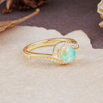 Luxurious Unique Wrapped 4 Prong Round Cut Fire Opal Engagement Ring - Additional view