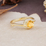 Luxurious Unique Wrapped 4 Prong Round Cut Citrine Engagement Ring - Additional view