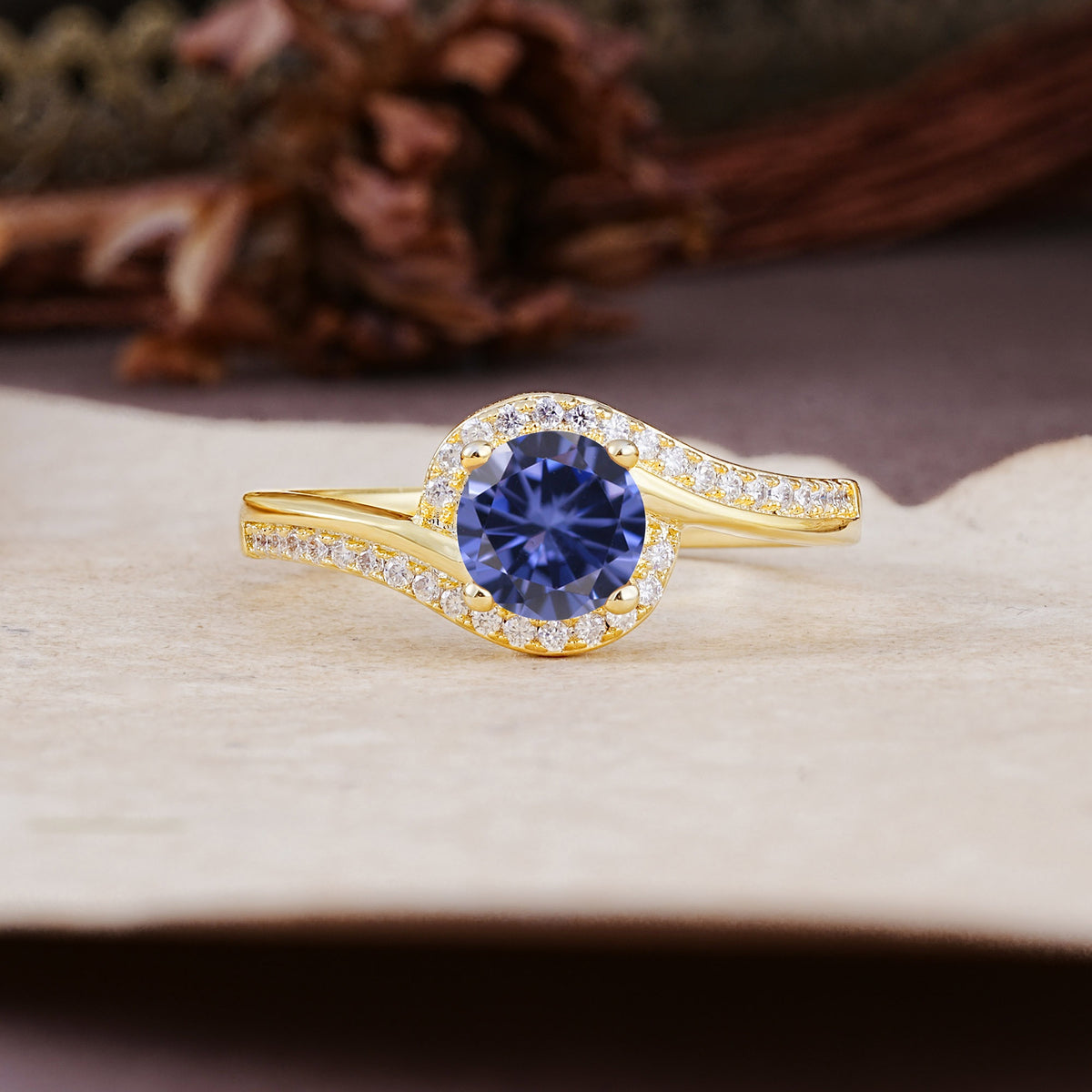 Luxurious Unique Wrapped 4 Prong Round Cut Tanzanite Engagement Ring - Additional view