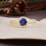 Luxurious Unique Wrapped 4 Prong Round Cut Tanzanite Engagement Ring - Additional view