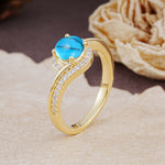 Luxurious Unique Wrapped 4 Prong Round Cut Turquoise Engagement Ring - Additional view