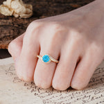 Luxurious Unique Wrapped 4 Prong Round Cut Turquoise Engagement Ring - Additional view