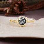 Luxurious Unique Wrapped 4 Prong Round Cut Black Rutilated Quartz Engagement Ring - Additional view