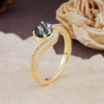 Luxurious Unique Wrapped 4 Prong Round Cut Black Rutilated Quartz Engagement Ring - Additional view