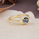 Luxurious Unique Wrapped 4 Prong Round Cut Black Rutilated Quartz Engagement Ring - Additional view