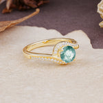 Luxurious Unique Wrapped 4 Prong Round Cut Moss Agate Engagement Ring - Additional view