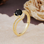 Luxurious Unique Wrapped 4 Prong Round Cut Black Onyx Engagement Ring - Additional view