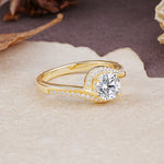 Luxurious Unique Wrapped 4 Prong Round Cut Lab Diamond Engagement Ring - Additional view