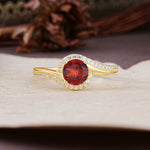 Luxurious Unique Wrapped 4 Prong Round Cut Garnet Engagement Ring - Additional view