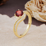 Luxurious Unique Wrapped 4 Prong Round Cut Garnet Engagement Ring - Additional view