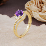 Luxurious Unique Wrapped 4 Prong Round Cut Amethyst Engagement Ring - Additional view
