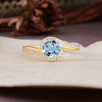 Luxurious Unique Wrapped 4 Prong Round Cut Aquamarine Engagement Ring - Additional view