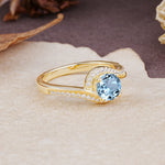 Luxurious Unique Wrapped 4 Prong Round Cut Aquamarine Engagement Ring - Additional view