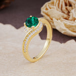 Luxurious Unique Wrapped 4 Prong Round Cut Emerald Engagement Ring - Additional view
