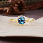 Luxurious Unique Wrapped 4 Prong Round Cut Alexandrite Engagement Ring - Additional view