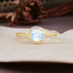 Luxurious Unique Wrapped 4 Prong Round Cut Moonstone Engagement Ring - Additional view