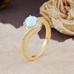 Luxurious Unique Wrapped 4 Prong Round Cut Moonstone Engagement Ring - Additional view
