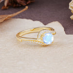 Luxurious Unique Wrapped 4 Prong Round Cut Moonstone Engagement Ring - Additional view