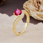 Luxurious Unique Wrapped 4 Prong Round Cut Ruby Engagement Ring - Additional view
