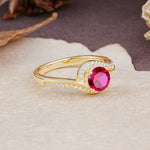 Luxurious Unique Wrapped 4 Prong Round Cut Ruby Engagement Ring - Additional view