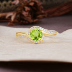 Luxurious Unique Wrapped 4 Prong Round Cut Peridot Engagement Ring - Additional view