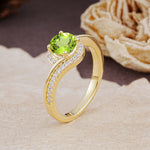 Luxurious Unique Wrapped 4 Prong Round Cut Peridot Engagement Ring - Additional view