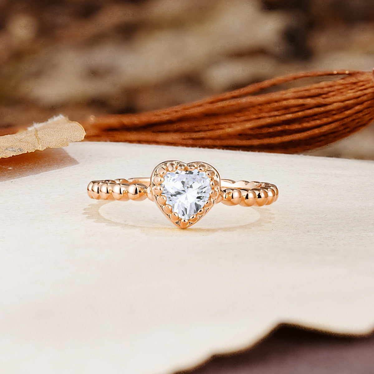 Classic Unique Heart Cut Moissanite Engagement Ring - Additional view